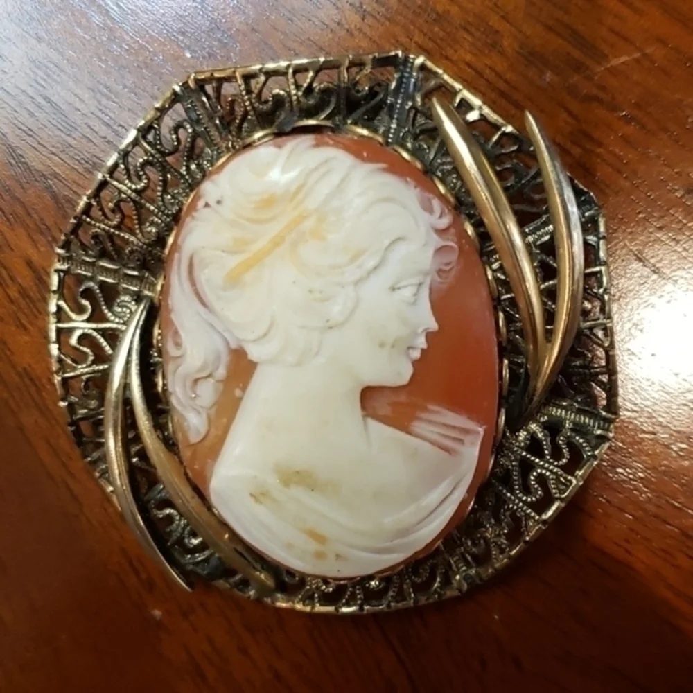 Vintage Cameo‎ and Clip Earring Set